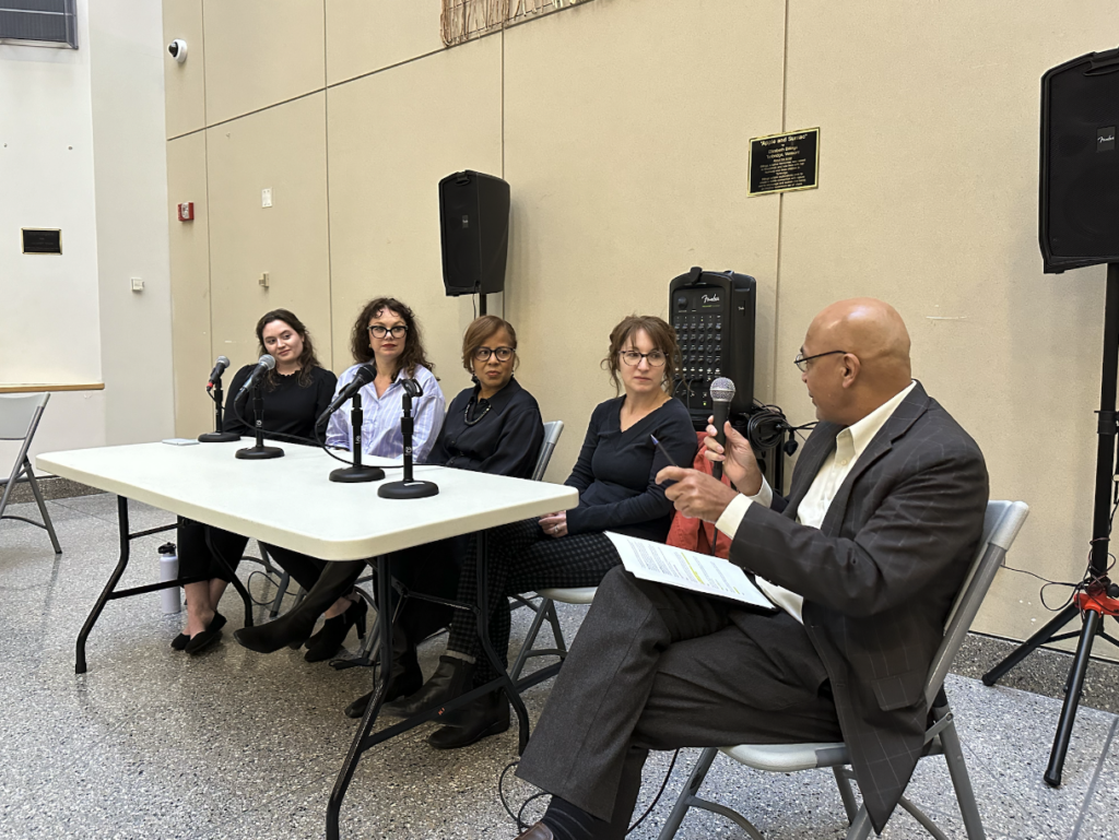 Career panel discussion featuring Katelyn Billings, Moira O'Neil, LaVerne Canady, and Mary O'Reilly, with moderator Kasisomayajula Viswanath